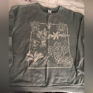 Green Botanical Print Sweatshirt